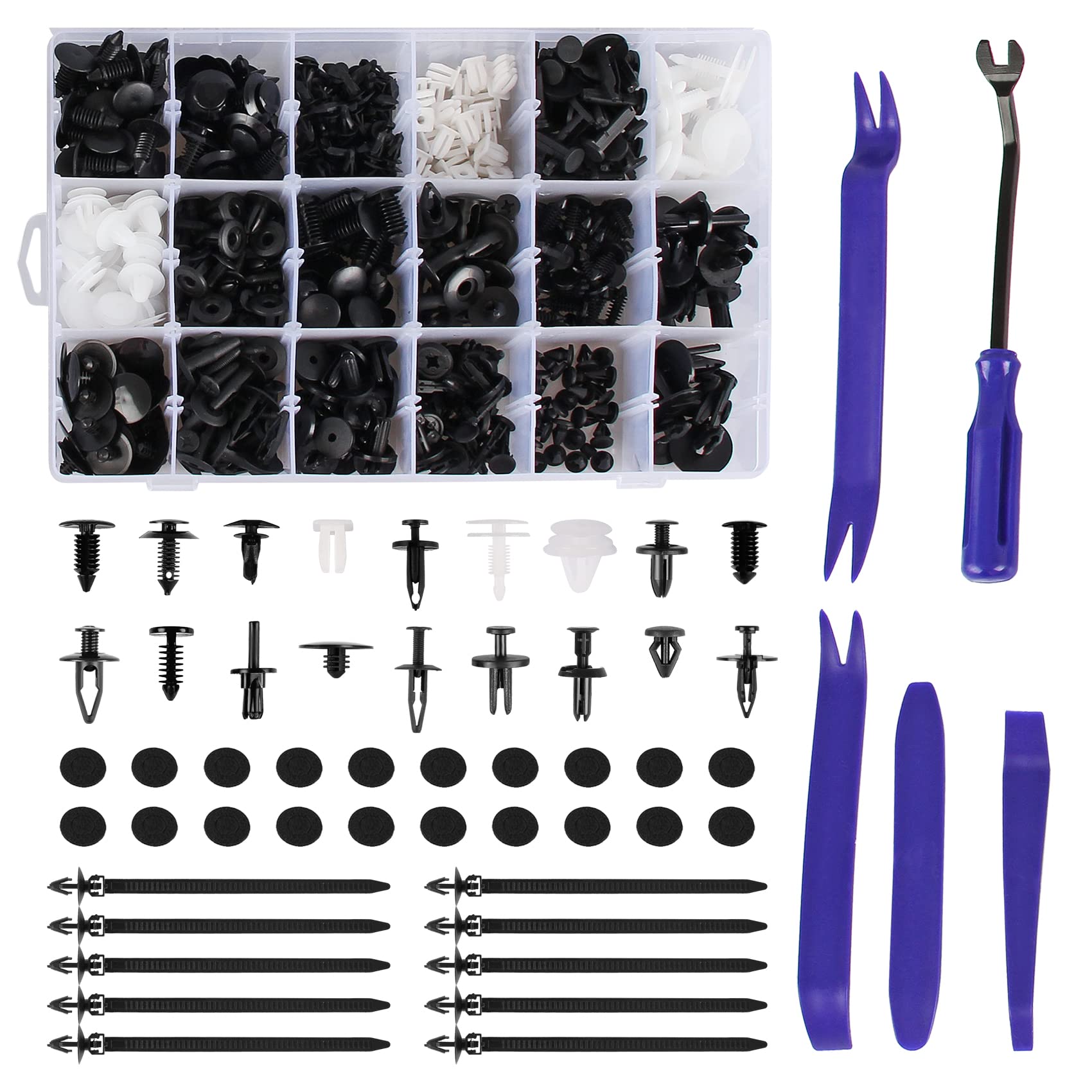 DOCAS 446Stück Auto-Befestigungs clips, Kfz Zierclips, Kunststoff Niet Zierclips Clips mit Werkzeug zum Entfernen von Verkleidungen (Stil 3) von DOCAS