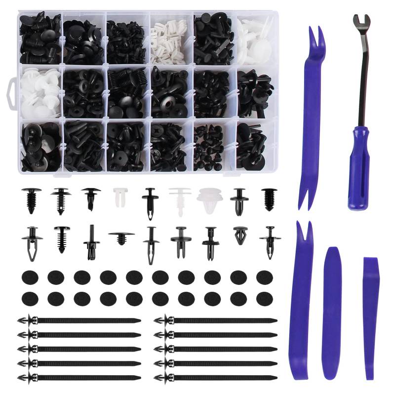 DOCAS 446Stück Auto-Befestigungs clips, Kfz Zierclips, Kunststoff Niet Zierclips Clips mit Werkzeug zum Entfernen von Verkleidungen (Stil 3) von DOCAS