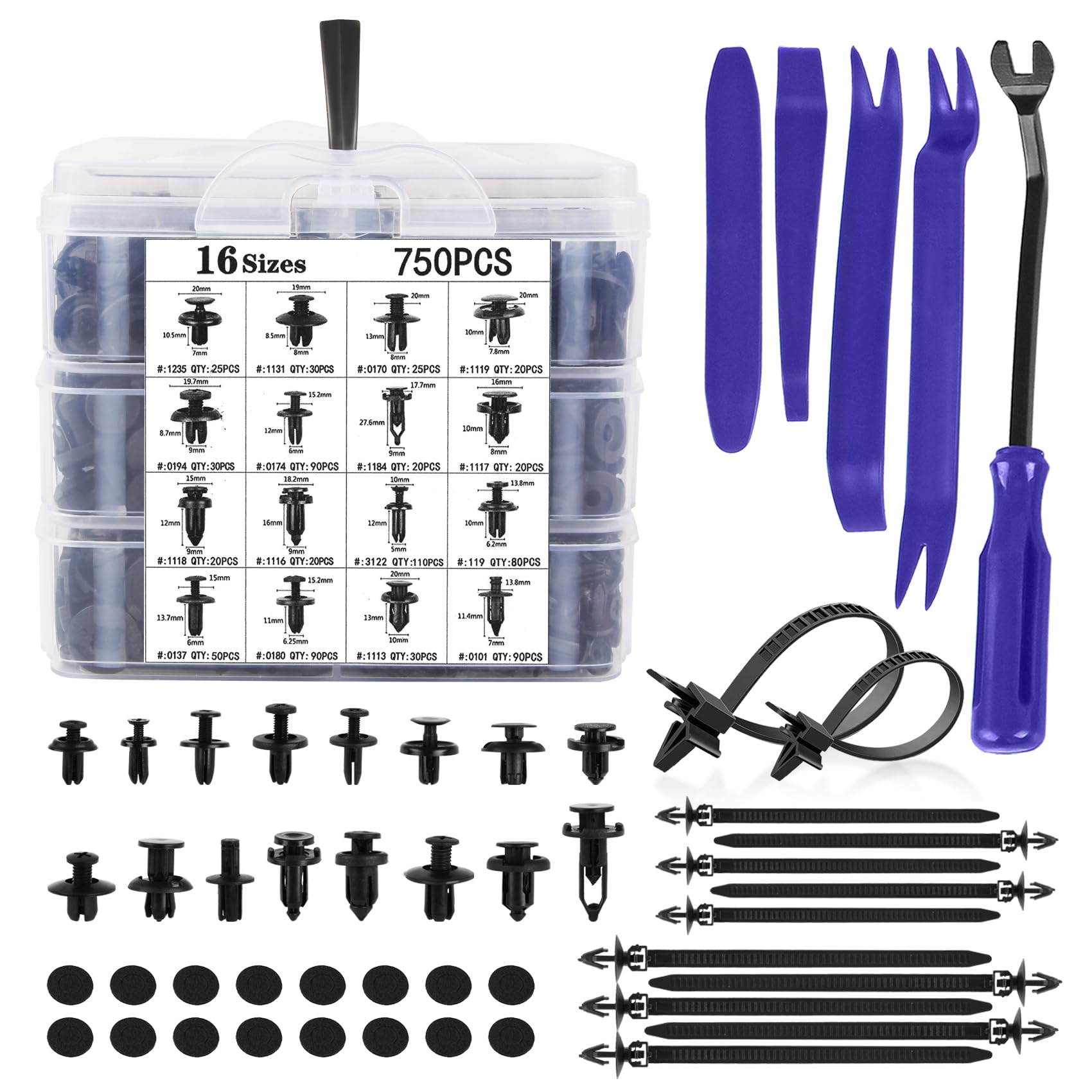 DOCAS 835 Stück Auto-Befestigungs clips, Kfz Zierclips, Kunststoff Niet Zierclips Clips mit Werkzeug zum Entfernen von Verkleidungen (Stil 5) von DOCAS
