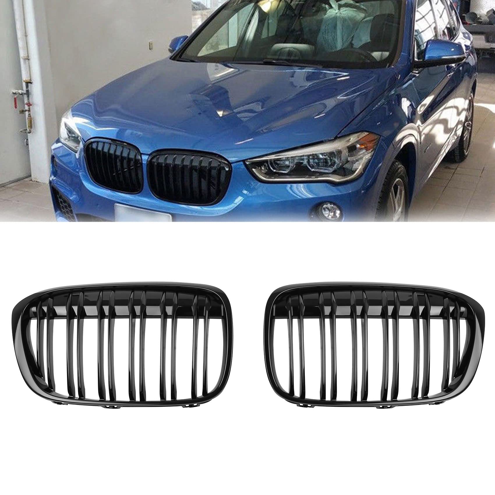DOCAS Kühlergrill für BMW X1 F48 F49 2016 2017 2018 2019 Nieren Doppelsteg Sport Glanz Schwarz DOCAS Kühlergrill für BMW X1 F48 F49 2016 2017 2018 2019 Nieren Doppelsteg Sport Glanz Schwarz von DOCAS