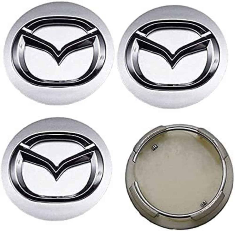 DOCHKA 4 Stück 56mm Auto Radnabenkappen Nabendeckel für Mazda Atenza MX3 CX3 CX5 2 3 6 323 626 RX8 RX7, Radnabenabdeckung Center Felgendeckel Radkappen Wheel Caps Nabenkappen mit Logo,B von DOCHKA