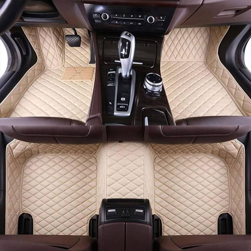 Auto FußMatten Nach Maß für Toyota RAV4 2006-2013,Leder Bodenmatte Fussmatten Automatten Vorne Hinten VollstäNdige Abdeckung Teppichschutzmatten Zubehör,B-Beige von DOFFO