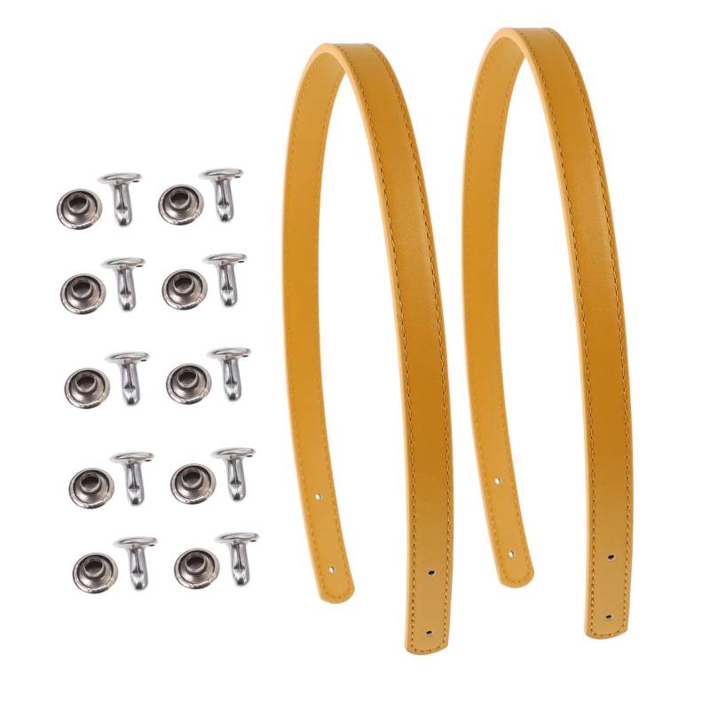 DOITOOL 2 Satz Handtaschenriemen aus Leder taschengurt Bag Straps Handtaschengriffe Lederriemen für Ersatz-Handtaschenriemen Nieten Taschengriffe aus Leder Taschenriemen ersetzen Pu Yellow von DOITOOL