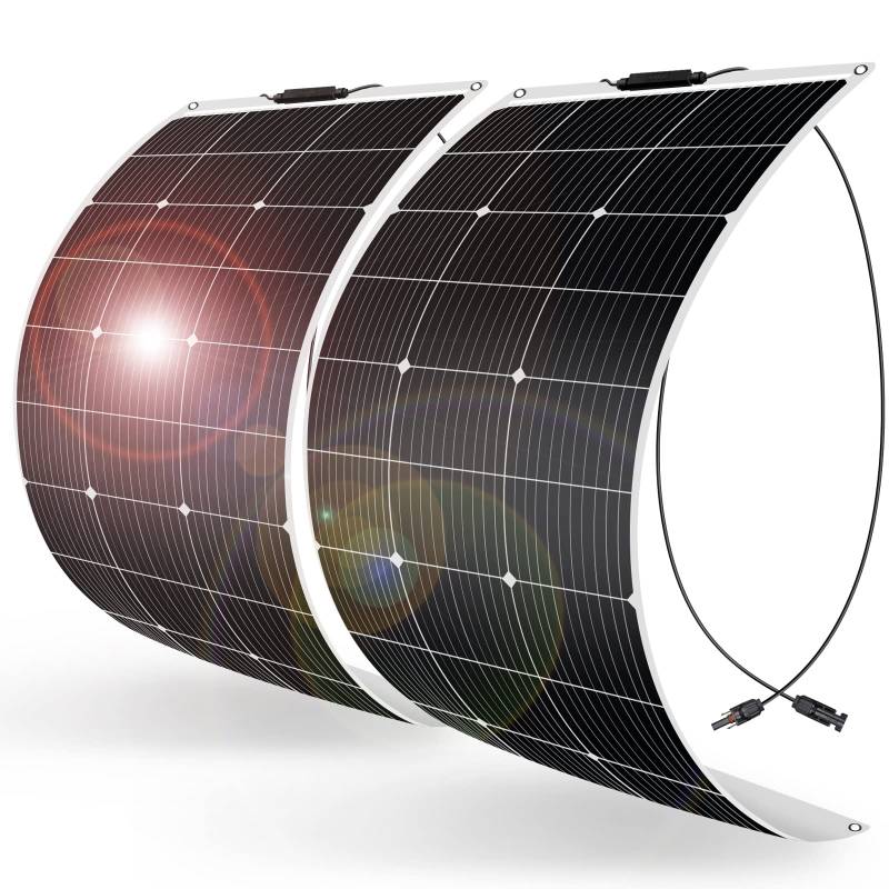 DOKIO 2 * 100W Solarpanel Flexibel 200W 12V Monokristalline Solarmodule ideal für Wohnmobil, Camping, Gartenhaus von DOKIO