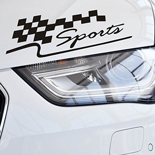 Vinyl Racing Flag Auto-Abziehbild-Aufkleber für Motorhaube, Stoßfänger, Fenster, Kotflügel, Kofferraumk (Schwarz) von DOKOT
