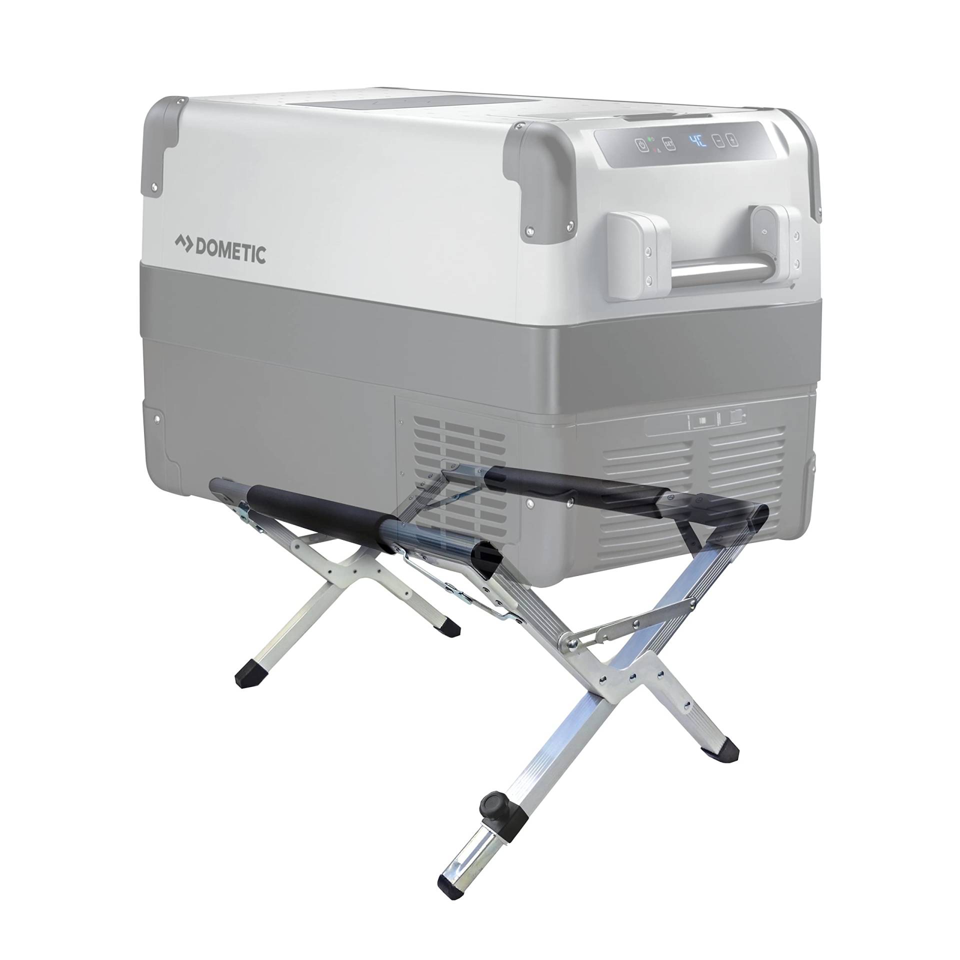 DOMETIC Kühlbox-Ständer - für Ihre Outdoor Camping-Küche: ✓sicher ✓hygienisch ✓rückenschonend - stabiler Kühlschrank-Ständer bis 80 kg Tragfähigkeit, variable Höhen-Einstellung von DOMETIC