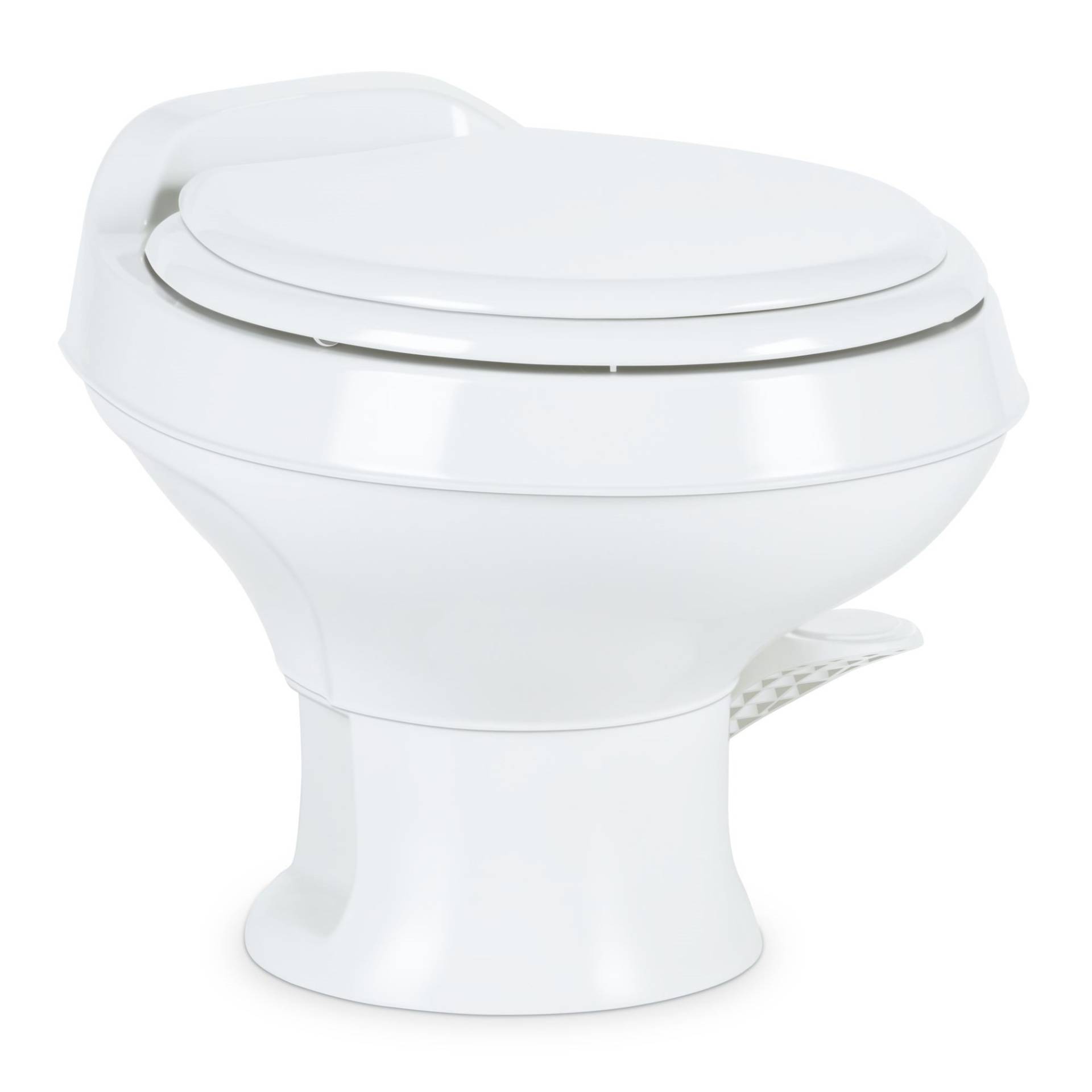 Dometic 301 Toilette, niedriges Profil, 34,3 cm Höhe, Weiß, 301-SS/RT/Weiß, volle Größe, Wohnstil, sauber und wasserdicht, Dreifachstrahlspülung mit Fußpedal von DOMETIC
