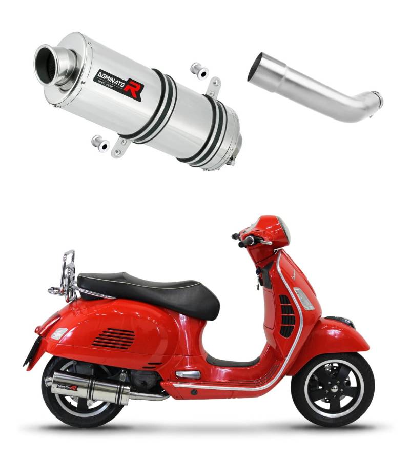 Dominator Auspuff Schalldämpfer OV kompatibel mit Vespa GTS 125 2007-2012 von DOMINATOR EXHAUST SYSTEM