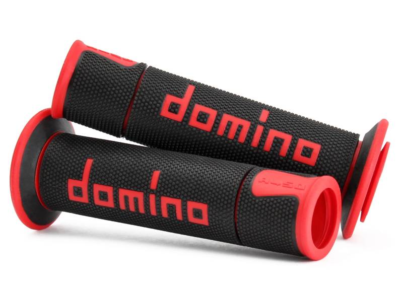 DOMINO 1 Paar Lenkergriffe Rot/Weiß für Rennräder, Motorräder aus Thermoplastischem Gummi von DOMINO