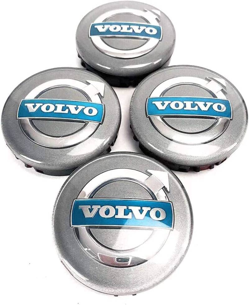4 Stück Radnabenkappen für Volvo Xc C70 S40 V50 S60 V60 V70 S80 64mm, Radnabendeckel, Felgenkappen, Radnabenabdeckung, Felgendeckel, Wasserdicht/Anti-Rost von DOMINR