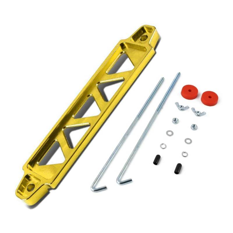 Autobatterie Halterung Set, Batteriebefestigungshalterung aus Aluminiumlegierung mit J-Schrauben für Autobatterie-Haltehalterung von DONGKER