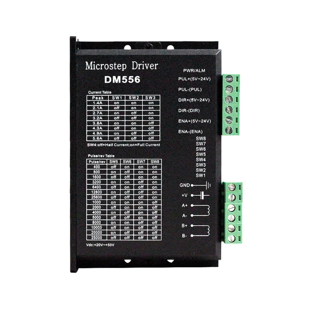 DM556 Schrittmotor Treiber, DC 20-50 V 5,6A -Digital Stepper Motor Driver, 42/57 Schrittmotortreiber Rauscharm 8 Stufen einstellbar mit Temperatur- und Überstromschutz von DONGKER