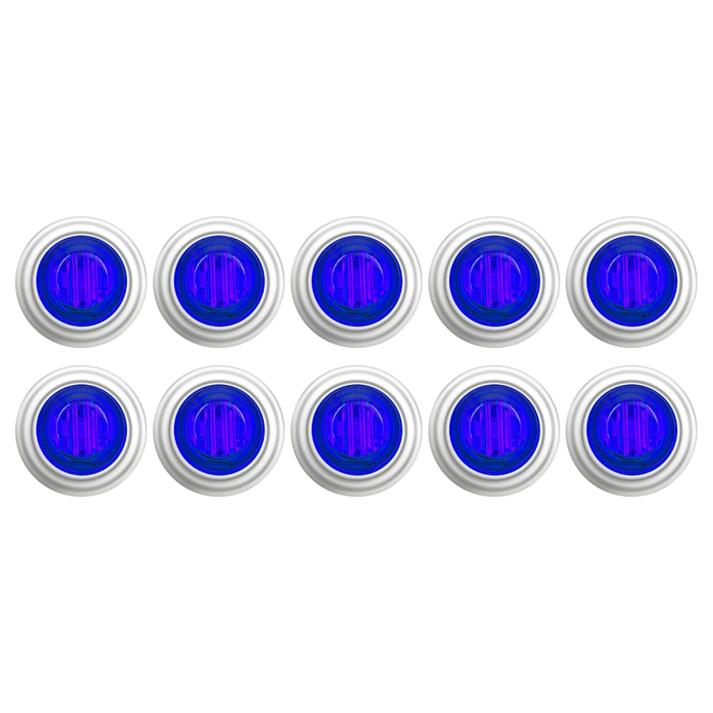 DONGKER LED Seitenmarkierungsleuchten, 10 Stück 3/4" Blau Led Positionsleuchte, 12V 24V Kontrollleuchte Begrenzungsleuchten für LKW, Anhänger, Auto, Wohnmobil-Markierungen von DONGKER