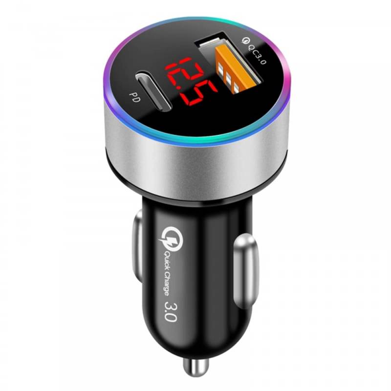 DONGKER USB C Zigarettenanzünder, 20W PD+QC 3.0 Mini Car Charger, Kfz Auto Ladegerät Mit LED Digitalanzeige für Auto SUV Fahrzeuge KFZ LKW von DONGKER