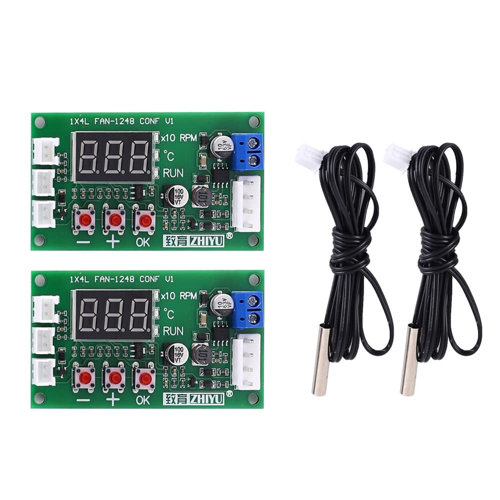 PWM Treibermodul, 2 Stücke DC 12 V 24 V 48 V PWM 4-Draht-Lüfter-Temperaturregler Drehzahlregler Anzeigemodul für PC-Lüfter/Alarm von DONGKER