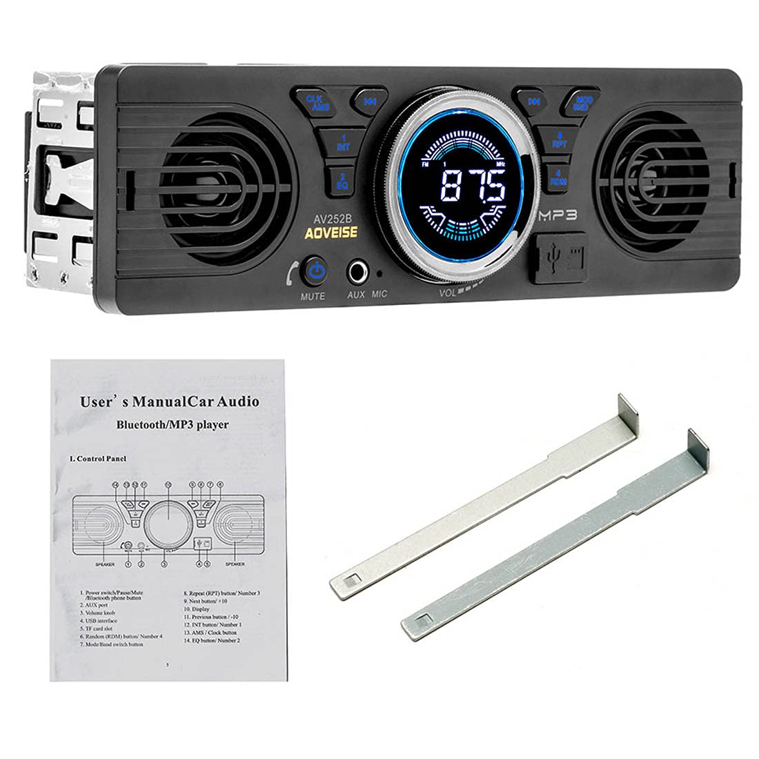 DONGMAO 1 din AV252 Autoradio Bluetooth Freisprecheinrichtung Stereo FM 2 eingebaute Lautsprecher Unterstützt USB SD AUX-Audiowiedergabe von DONGMAO