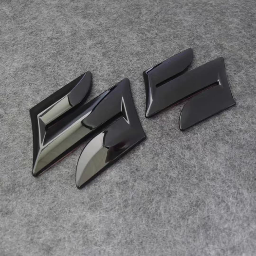 Auto Emblem Aufkleber für Suzuki SX4 S-Cross,ABS Kühlergrill Front Motorhaube Kofferraum 3D Logo Heckklappen Buchstaben Selbstklebende Ersatz Dekoration Styling Zubehör, Front+Rear (Black) von DONHEK