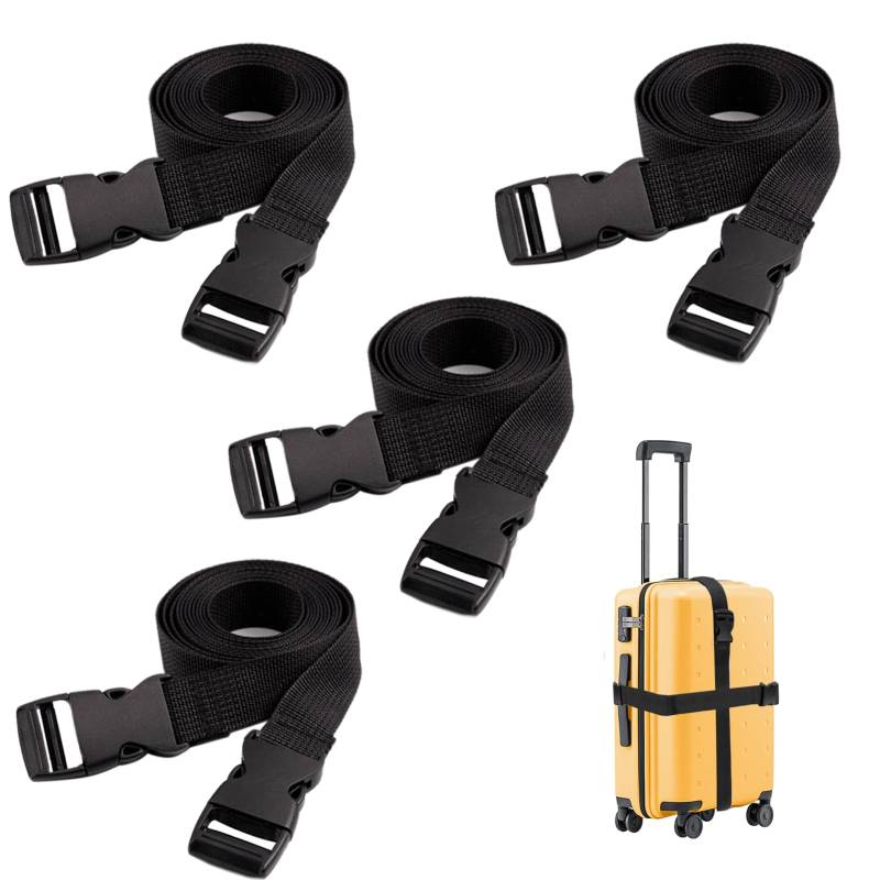 Spanngurt Schwarz,25mm Nylon Gurtband mit Verstellbare, 4 Stück Gurtband mit Schnalle mit Verstellbare Schnallen (Schwarz - 2.5m) von DONOONIS