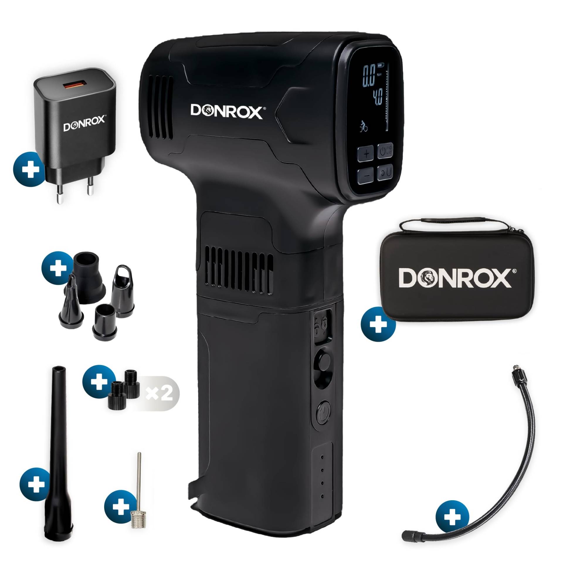 DONROX C542 Kombination Kompressor Reifenfüller und Luftpumpe + inklusive Ladegerät DONROX C542 Kombination Kompressor Reifenfüller und Luftpumpe + inklusive Ladegerät von DONROX