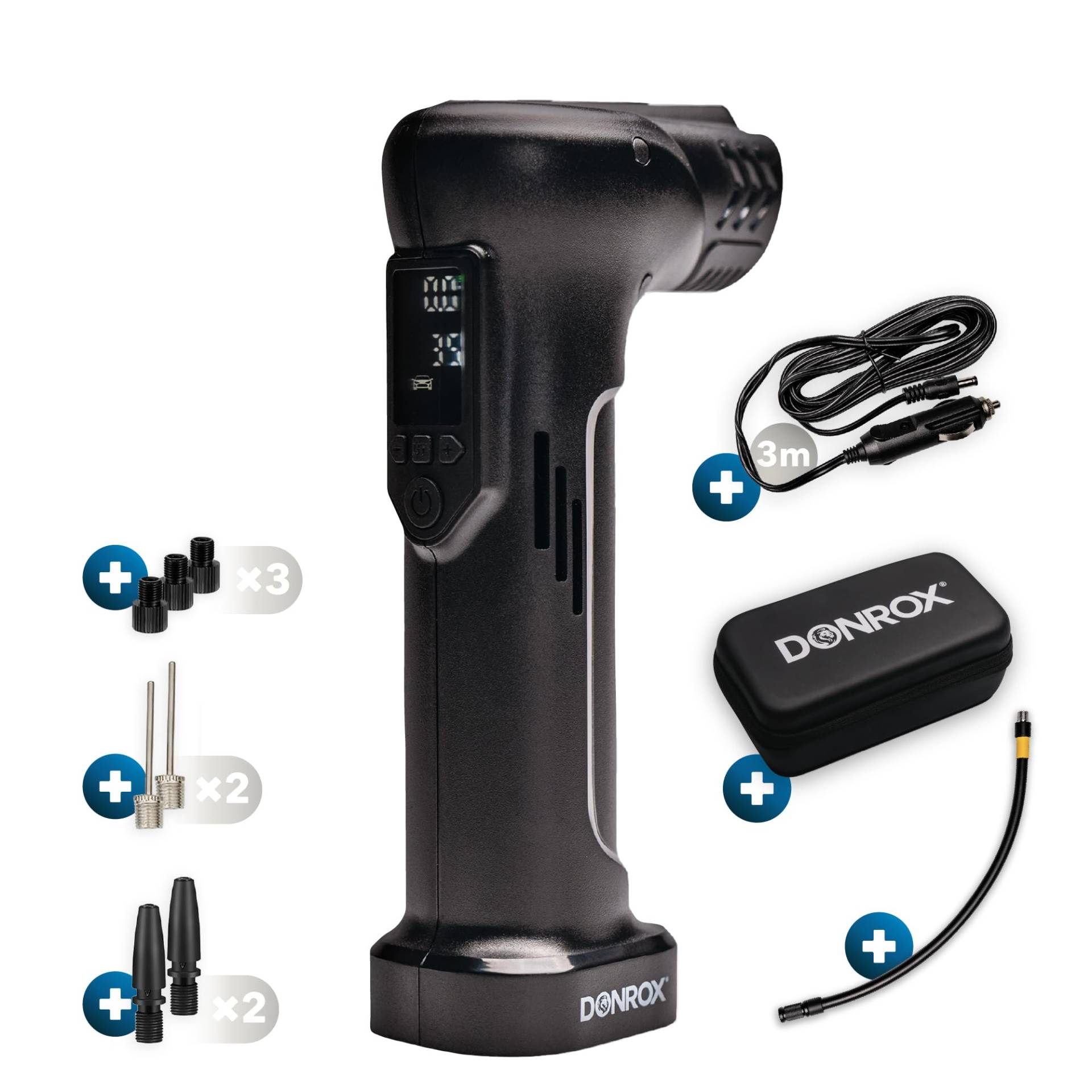 Donrox Ride A922 - Tragbare Kompressor-Autoreifenpumpe + Inklusive Ersatzteilset Donrox Ride A922 - Tragbare Kompressor-Autoreifenpumpe + Inklusive Ersatzteilset von DONROX