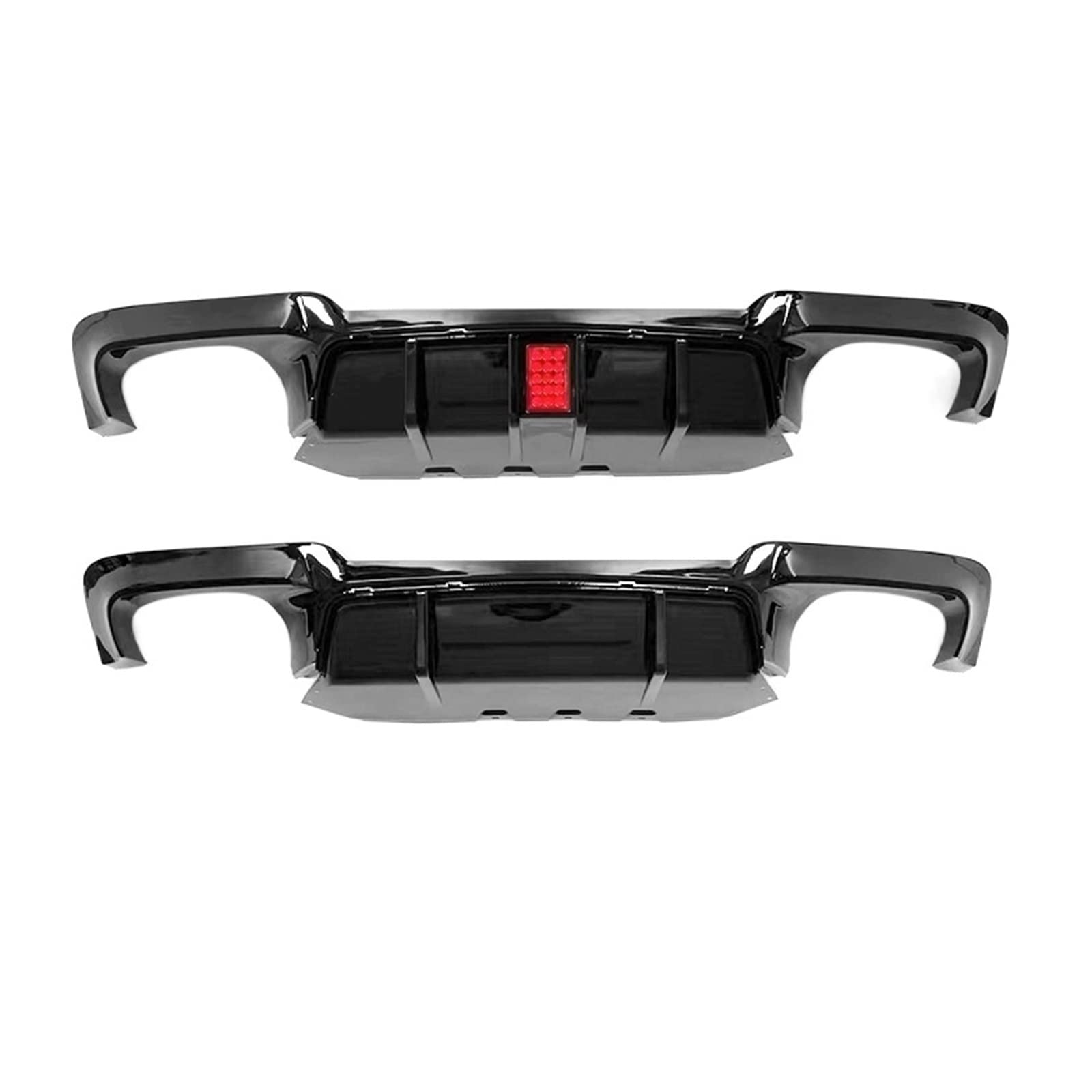ABS-Kunststoff, glänzend schwarz, Heckstoßstangen-Lippendiffusor, Splitter, Spoiler, kompatibel mit BMW 5er-Serie F10 M5 M Sport 2011–2016, Heckstoßstangen-Diffusor(Without led) von DOPQNYLZW