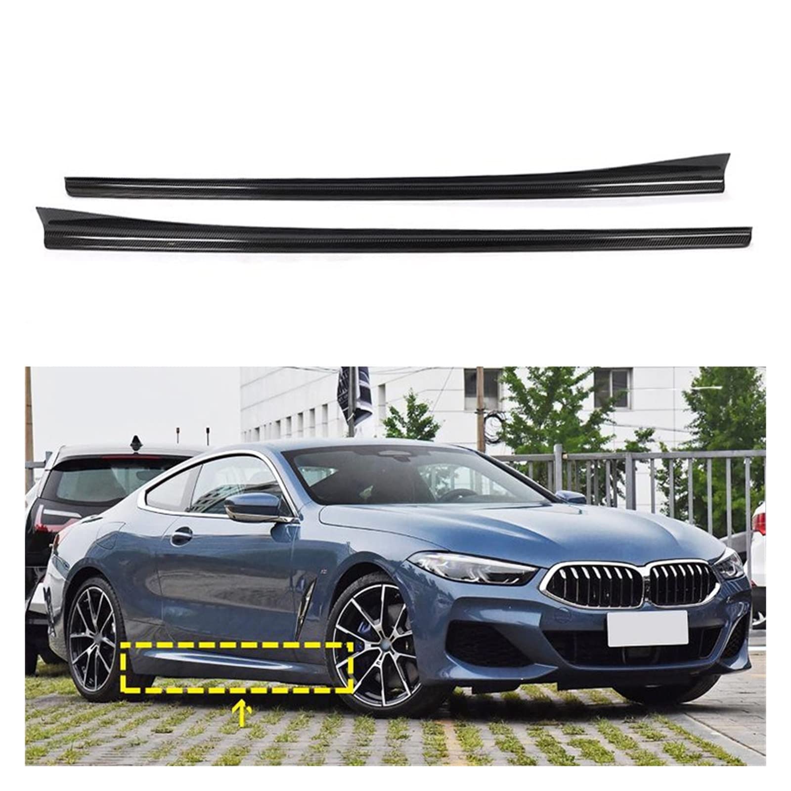 Auto-Seitenschweller-Bodykits Kompatibel mit BMW 8er G14 G15 G16 M Sport F93 M8 2D 4D 2019-2021 Seitentürschweller-Bodykit aus Kohlefaser(For 2 Door) von DOPQNYLZW