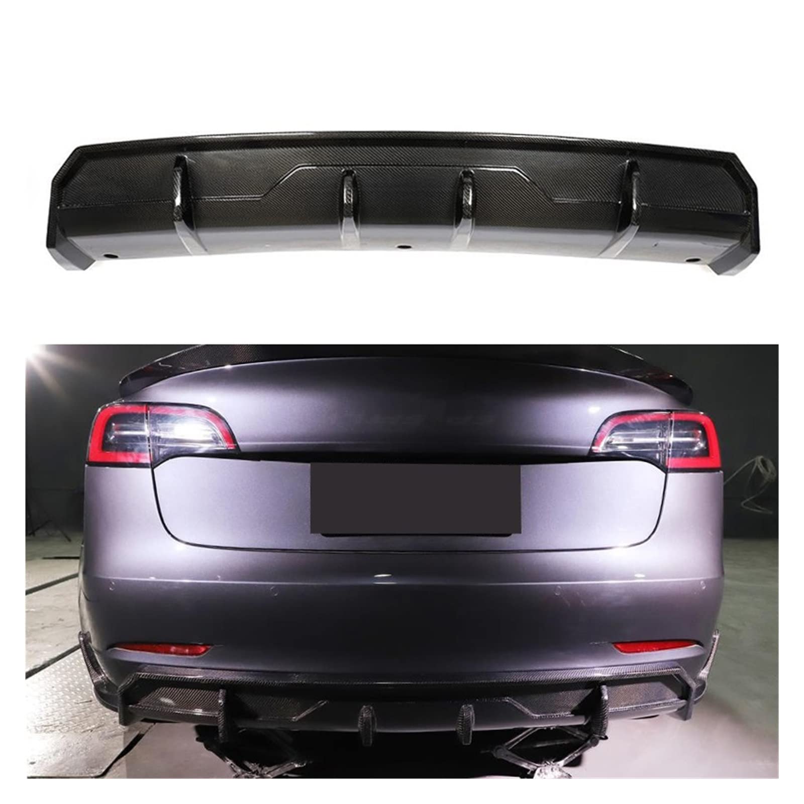 Carbon Fiber Heckstoßstangen-Diffusor-Lippenspoiler Kompatibel mit Tesla Model 3 2016-2019 Auto Heckstoßstangen-Diffusor-Lippensplitter-Spoiler(Matte Diffuser) von DOPQNYLZW