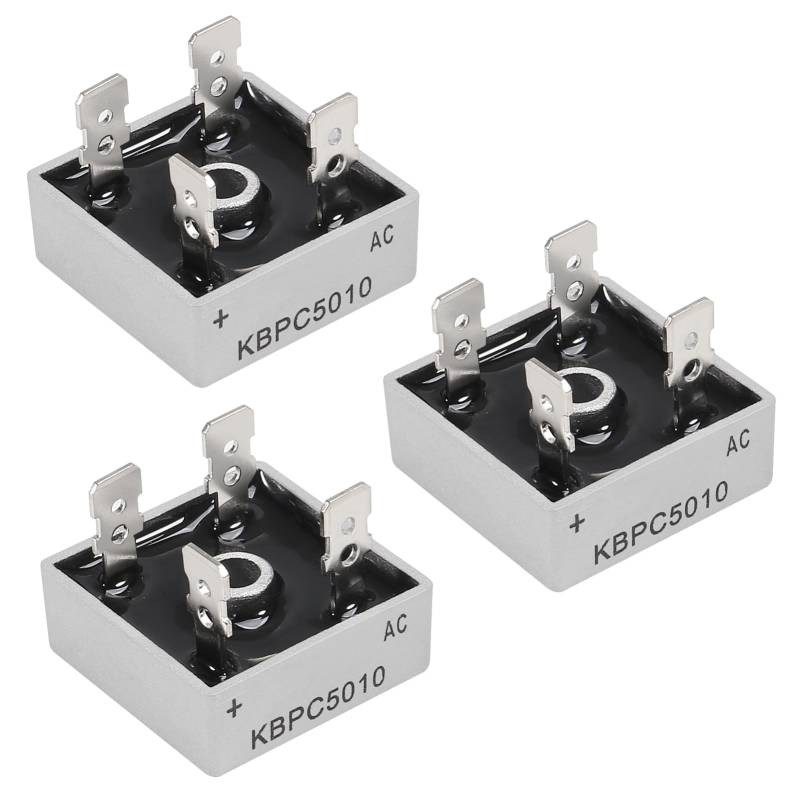 3 Stück KBPC5010 50 A 1000 V Brückengleichrichterdiode, einphasig, Vollwelle, 50 Ampere, 1000 Volt, elektronische Siliziumdioden, AC/DC-Vollbrücken-Spannungsgleichrichter, Durchgangsloch, 4-polig von DORHEA
