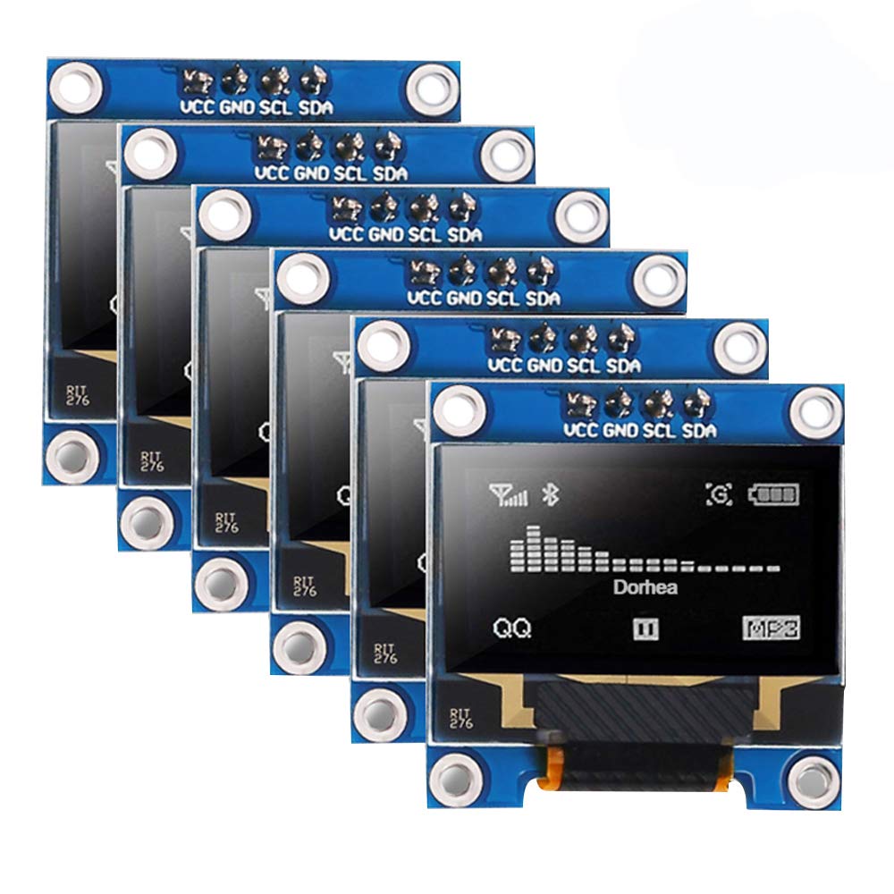 6Pcs 0,96 '' OLED-Anzeigemodul 12864 128 x 64 Pixel LCD-Weißlichtplatine I2C Seriell 0,96 Zoll IIC-Chip 4-polige selbstleuchtende Anzeigeplatine, kompatibel mit Raspberry Pi 6Pcs 0,96 '' OLED-Anzeigemodul 12864 128 x 64 Pixel LCD-Weißlichtplatine I2C Seriell 0,96 Zoll IIC-Chip 4-polige selbstleuchtende Anzeigeplatine, kompatibel mit Raspberry Pi von DORHEA