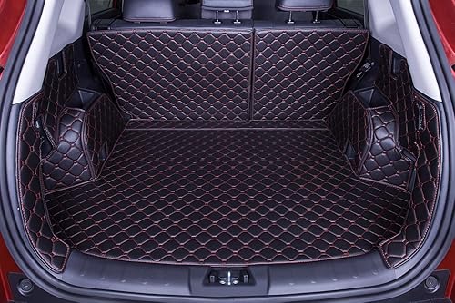 Auto Leder Kofferraummatte für BMW X6 2015-2019, Antirutschmatte Kofferraum Schutzmatte Kofferraumschutz, Kratzfeste Zubehör,Black+red von DOUII