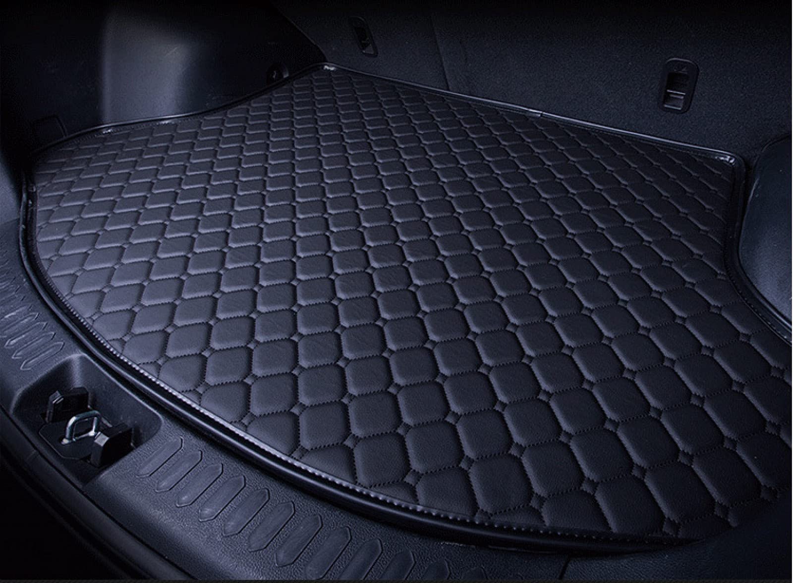 Auto Leder Kofferraummatte für Mitsubishi Eclipse Cross 2018-2022 2023, Antirutschmatte Wasserdicht Kratzfeste Kofferraumwanne Kofferraumschutz,All-Black von DOUII