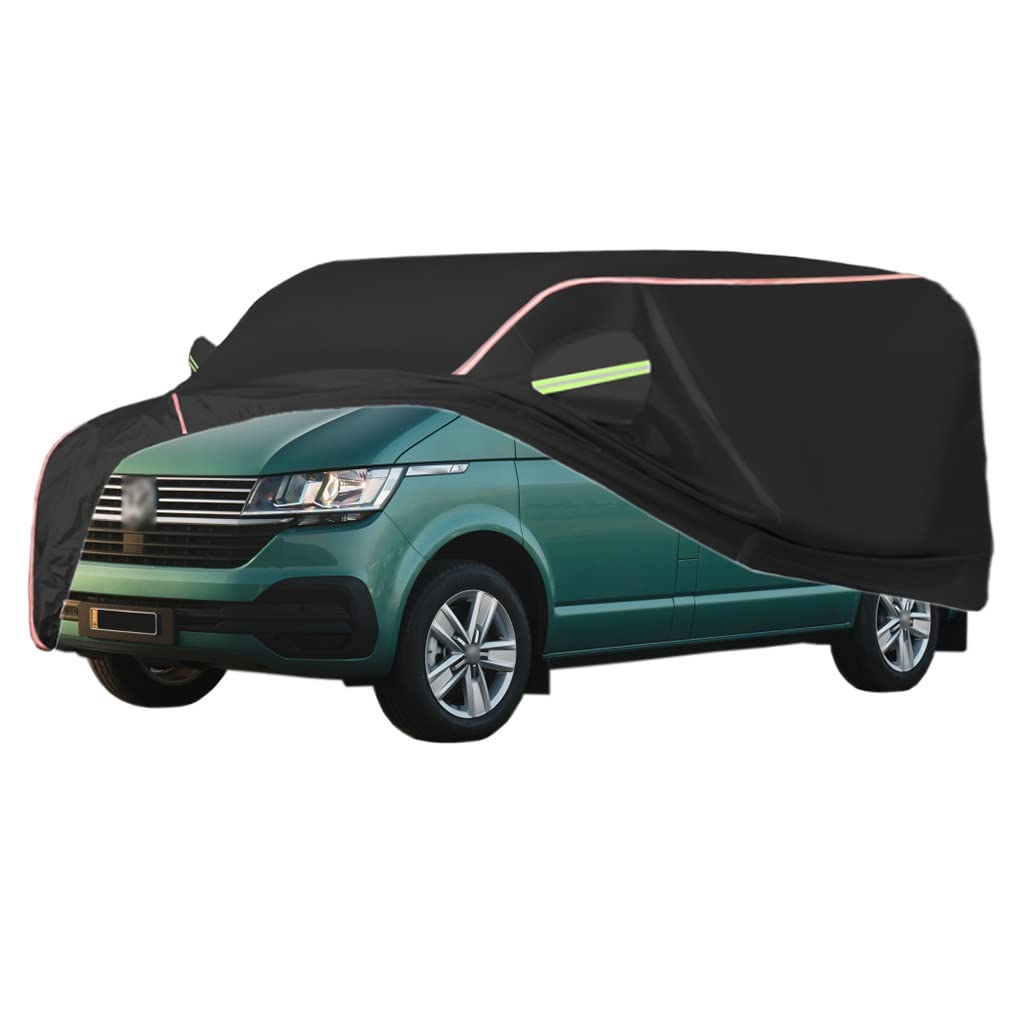 DOVOSA Autoabdeckung Für VW T3,T4,T5,T6 Wohnmobil Abdeckung,Outdoor-Autoabdeckung, Regen- Und Winddicht, Mit Seitlichen Türreißverschlüssen. (Size : T4), Schwarz von DOVOSA