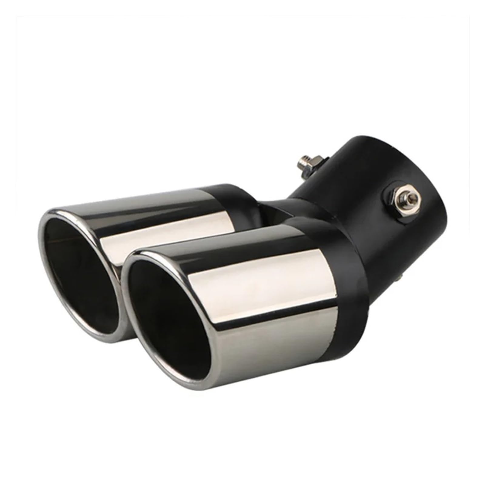 Auspuffblende 1 STÜCKE 2.5 "Endrohr Einlass Auto Auspuff Schalldämpfer Rohr Schwanz Edelstahl Gebogene Doppel Outlet Auspuffendrohr(Black Chrome Bent) von DPEDFVXVMR