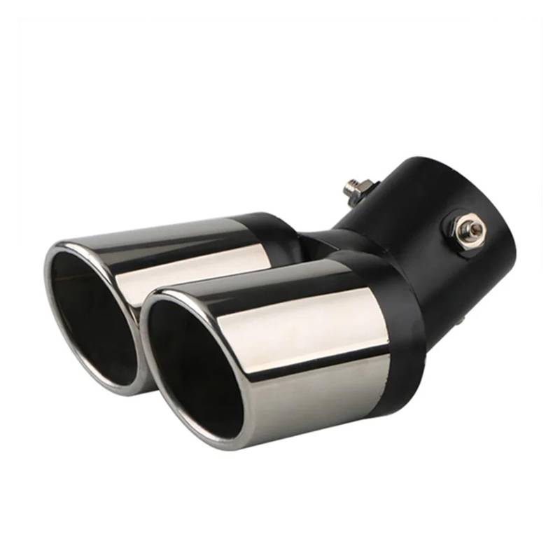 Auspuffblende 1 STÜCKE 2.5 "Endrohr Einlass Auto Auspuff Schalldämpfer Rohr Schwanz Edelstahl Gebogene Doppel Outlet Auspuffendrohr(Black Chrome Bent) von DPEDFVXVMR