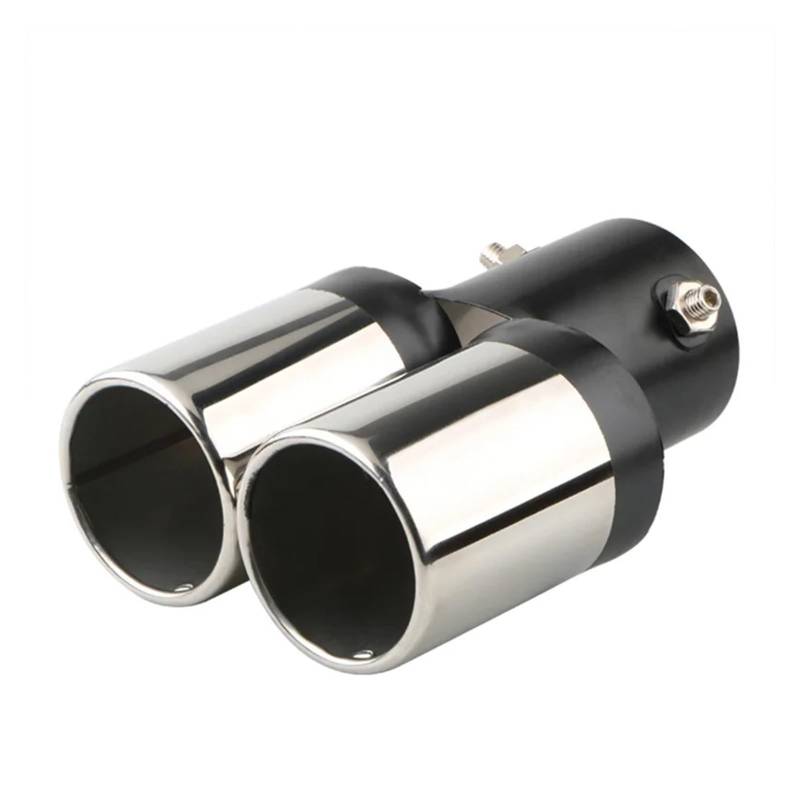 Auspuffblende 1 STÜCKE 2.5 "Endrohr Einlass Auto Auspuff Schalldämpfer Rohr Schwanz Edelstahl Gebogene Doppel Outlet Auspuffendrohr(Blackchrome Straight) von DPEDFVXVMR