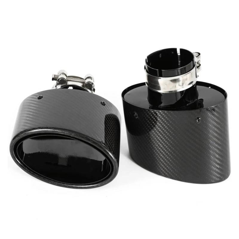 Auspuffblende 1 STÜCKE Universal Auto Oval Carbon Fiber Auspuff Spitze Düse Schwarz Edelstahl Endrohr Schalldämpfer Rohr Auspuffendrohr(Left 60MM) von DPEDFVXVMR