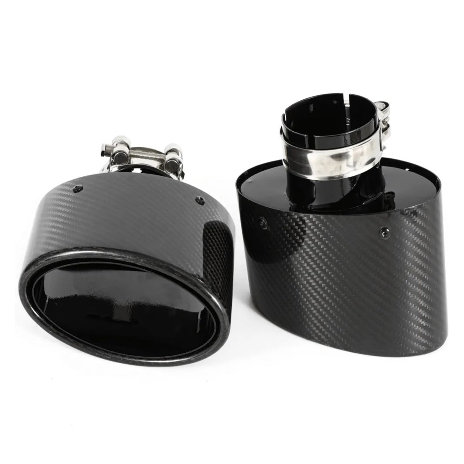 Auspuffblende 1 STÜCKE Universal Auto Oval Carbon Fiber Auspuff Spitze Düse Schwarz Edelstahl Endrohr Schalldämpfer Rohr Auspuffendrohr(Left 73MM) von DPEDFVXVMR