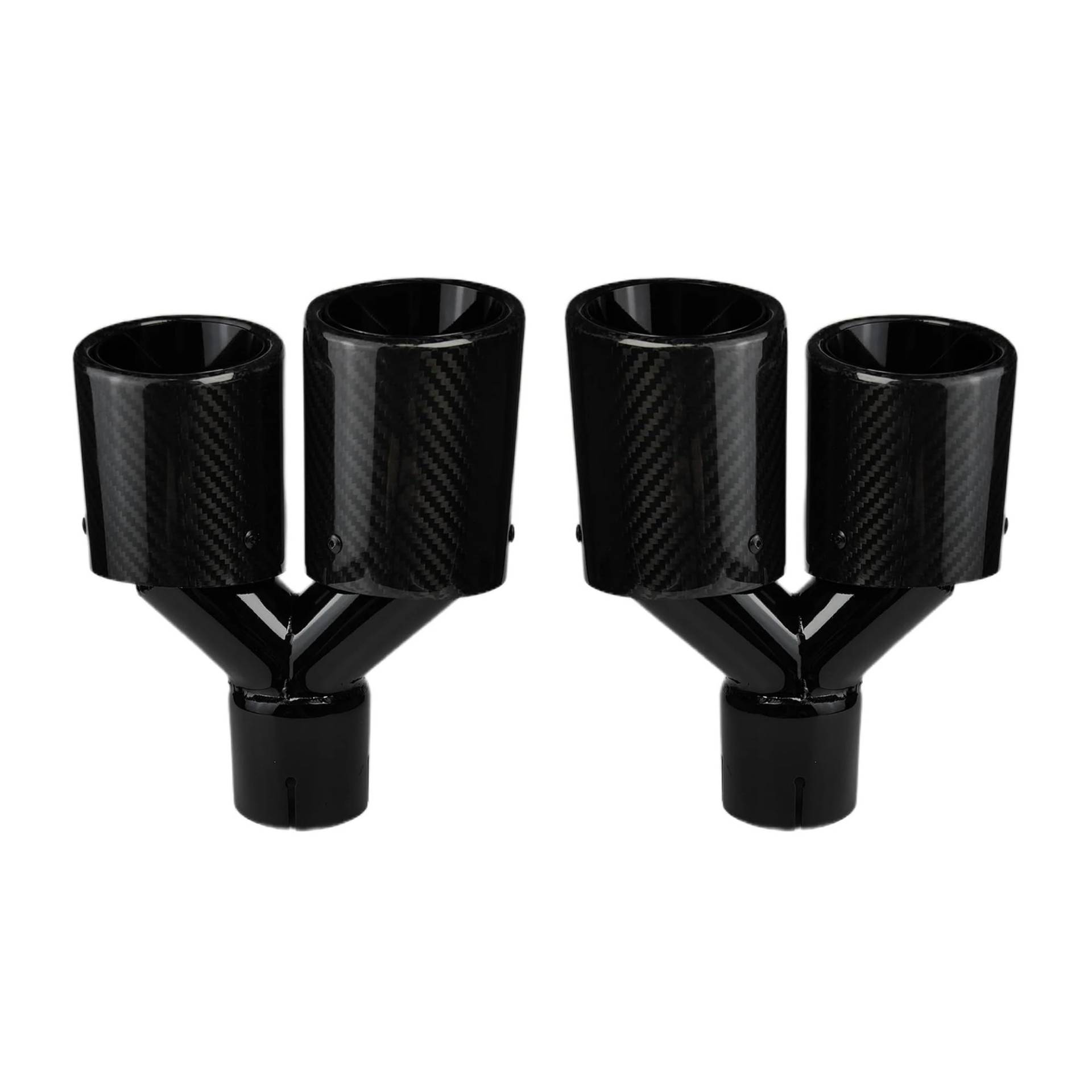 Auspuffblende 1 Stück Auto Universal Carbon Fiber Endrohr Schalldämpfer Schwarz Y-förmig Double Out Twill Glossy Auspuff Auspuffendrohr(63.5mm-101mm-Right) von DPEDFVXVMR