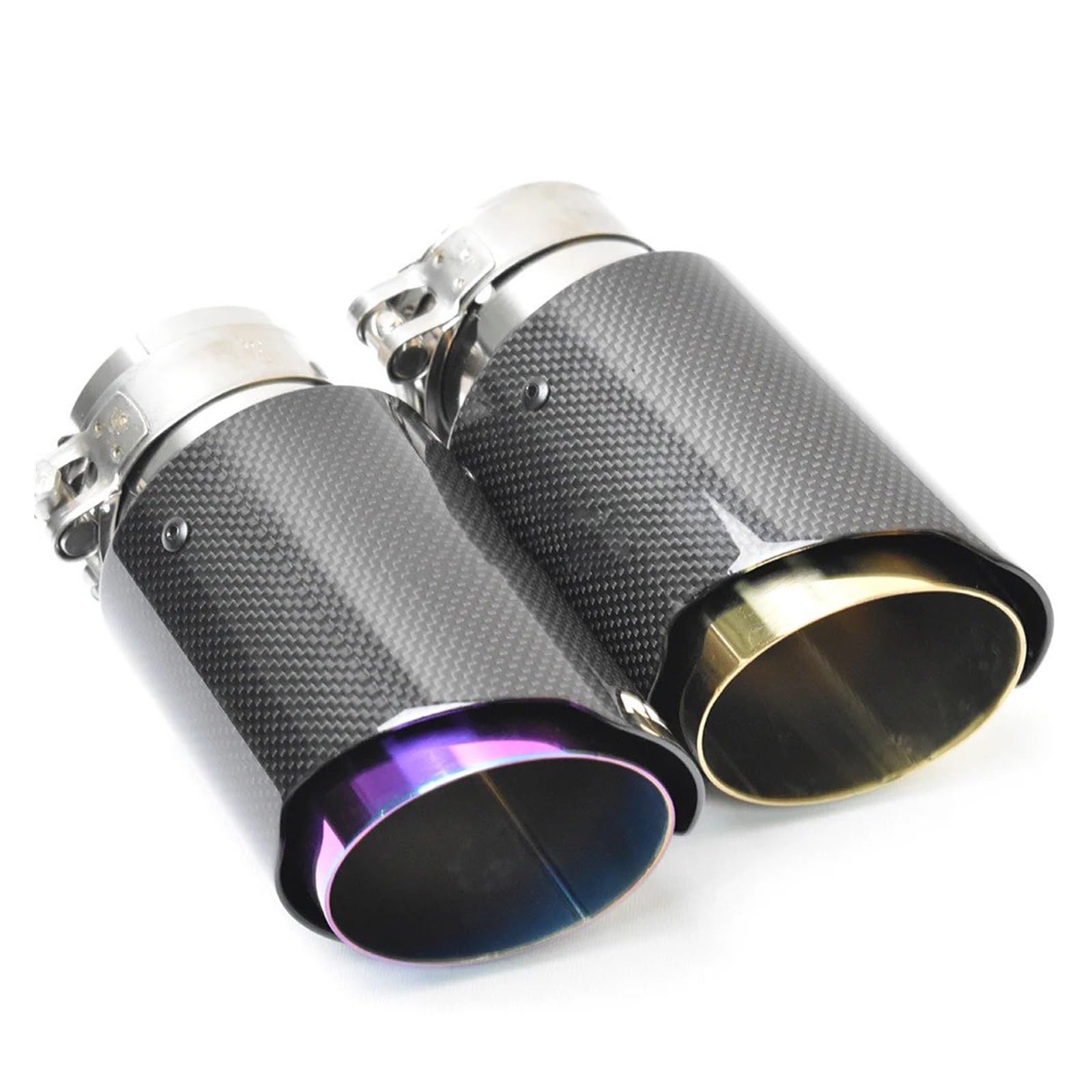 Auspuffblende 1PC Auto Auspuff Schwanz Ende Spitze Gerade Flansch Glänzend Carbon Edelstahl Schalldämpfer Rohr Auspuffendrohr(Purple 60-89mm) von DPEDFVXVMR