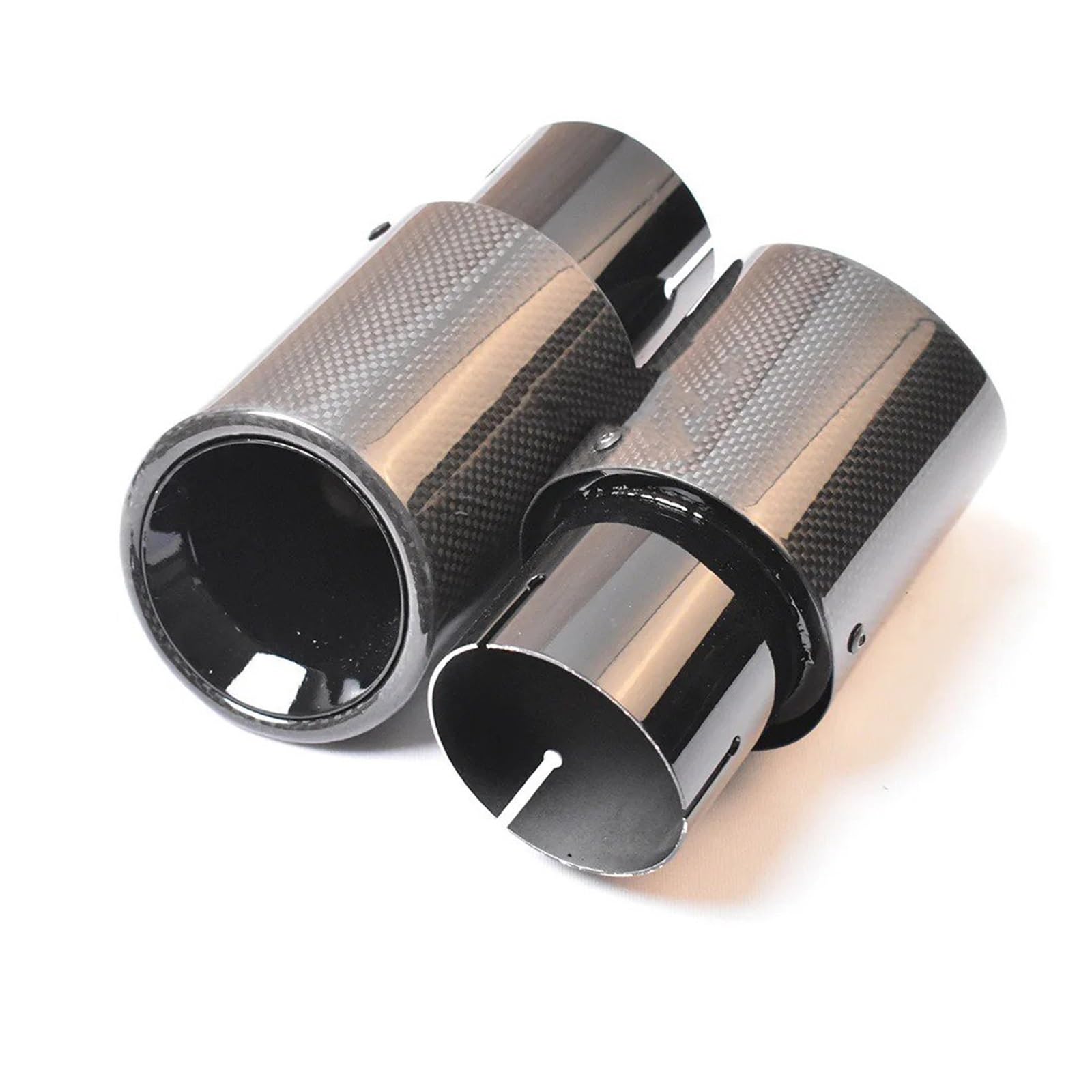 Auspuffblende 1PC Auto Schalldämpfer Ende Rohr Glänzend Schwarz Carbon Fiber Bevel Edelstahl Auspuff Spitze Auspuffendrohr(63-101mm) von DPEDFVXVMR
