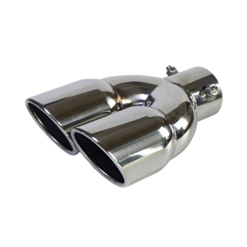 Auspuffblende Auto-Auspuffspitze Einlass 63 Mm Heckkehle 76 Schräge Doppelauslass-Auspuffanlagen Düsenschalldämpfer Edelstahl-Auspuffrohr Auspuffendrohr(Silver Straight) von DPEDFVXVMR