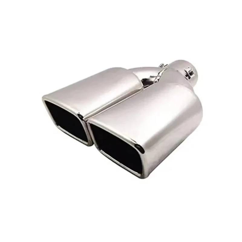 Auspuffblende Universal Auto Edelstahl Quadrat Auspuffrohr Schalldämpfer Einlass 60mm Auspuff Spitze Doppel Outlet Auspuffendrohr(Silver Straight) von DPEDFVXVMR