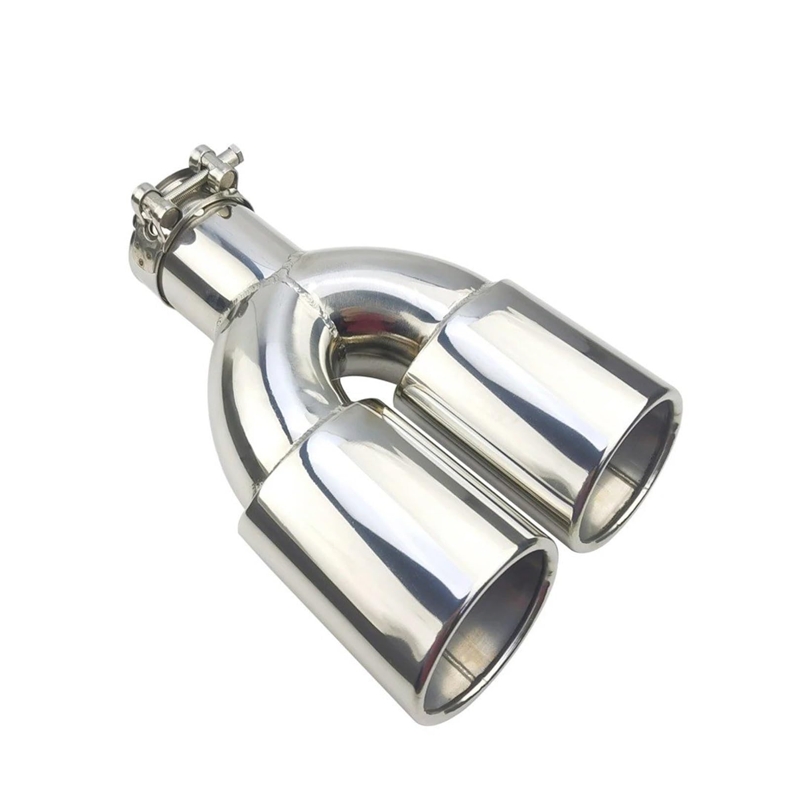 Auspuffblende Universal Auto Schalldämpfer Auspuff Schwanz Kehle Rohr Spitze Edelstahl Multi-größe Dual Outlet Auspuffendrohr(Silver 57MM) von DPEDFVXVMR