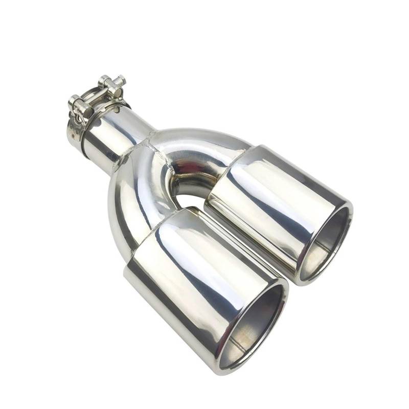 Auspuffblende Universal Auto Schalldämpfer Auspuff Schwanz Kehle Rohr Spitze Edelstahl Multi-größe Dual Outlet Auspuffendrohr(Silver 57MM) von DPEDFVXVMR