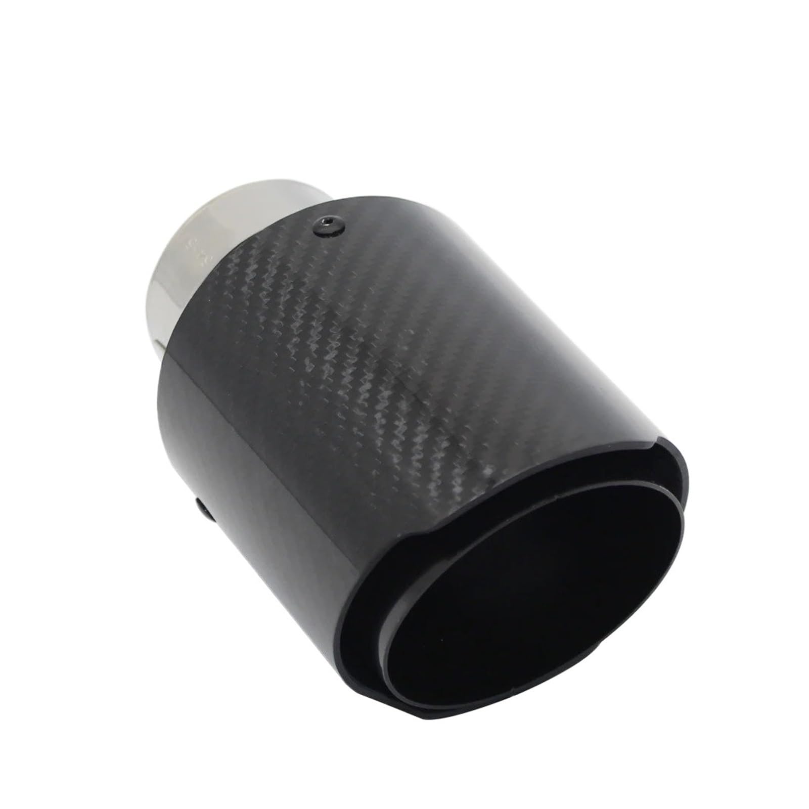 Auspuffblende Universal Auto Schalldämpfer Spitze Gerade Edelstahl Schwarz Glänzend Carbon Faser Auspuffrohr Schalldämpfer Düse Auspuffendrohr(57mm-76mm) von DPEDFVXVMR