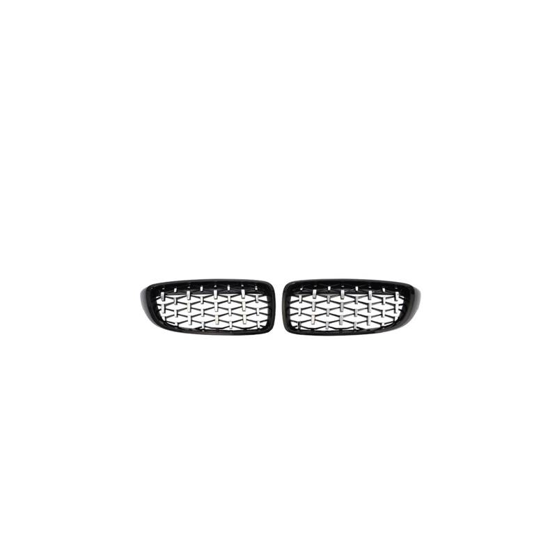 Haubengrill 2 PCS Für F32 F33 F36 F80 F82 425i 430i 440i 435i 2013-2018 Auto Vorderen Stoßfänger Diamant Niere Grill Vorne Haube Kühlergrill(Black and Silver) von DPEDFVXVMR
