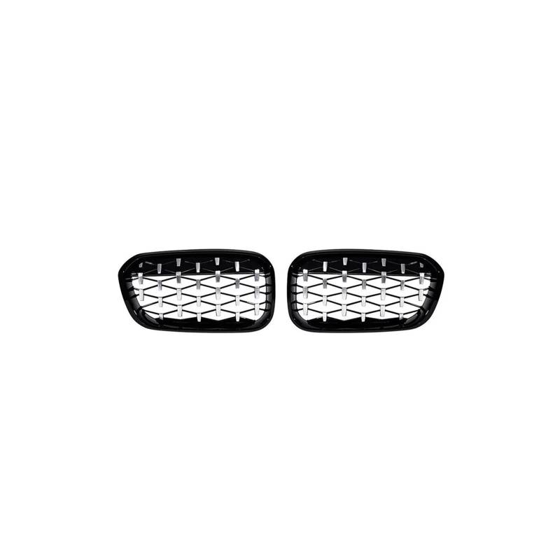 Haubengrill 2Pcs Für 1 Serie F20 F21 2012-2019 Auto Vorderen Stoßfänger Gitter Nieren Grill Racing Glanz Schwarz Vorne Haube Kühlergrill(Diamond-Chrome Black) von DPEDFVXVMR