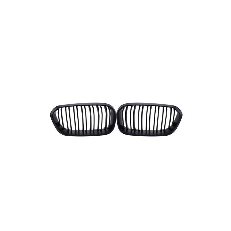 Haubengrill 2Pcs Für 1 Serie F20 F21 2012-2019 Auto Vorderen Stoßfänger Gitter Nieren Grill Racing Glanz Schwarz Vorne Haube Kühlergrill(Double-Matte Black) von DPEDFVXVMR