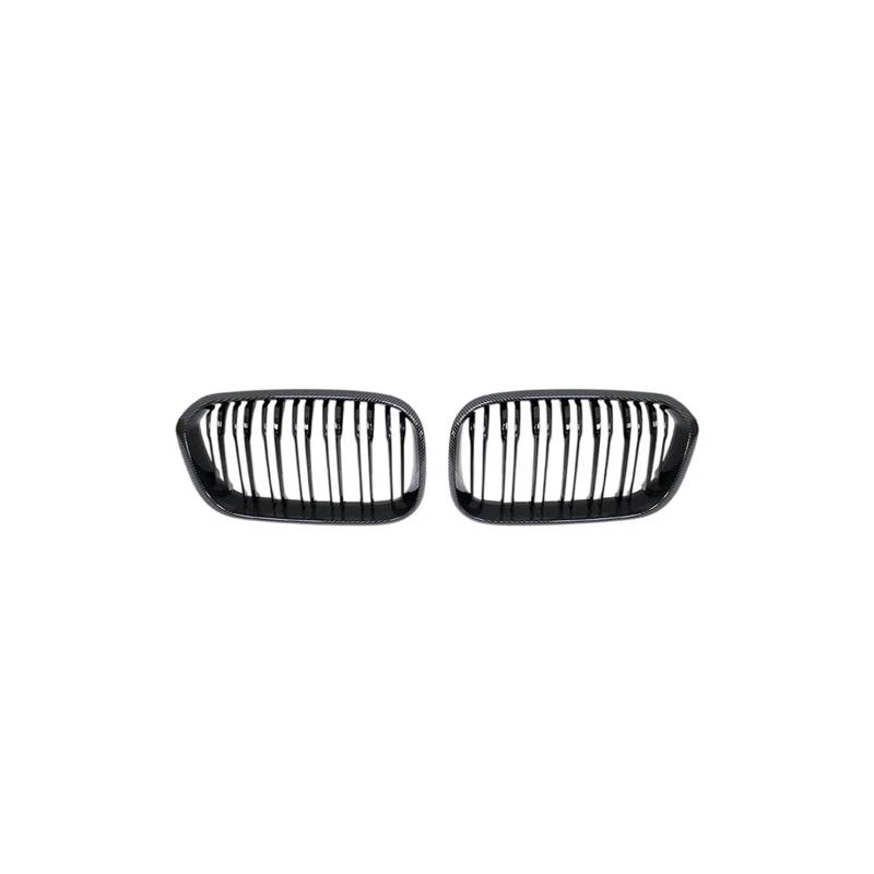 Haubengrill 2Pcs Für 1 Serie F20 F21 2016 2017 Auto Vorderen Stoßfänger Gitter Nieren Grill Glanz Schwarz Vorne Haube Kühlergrill(Double Line Carbon) von DPEDFVXVMR