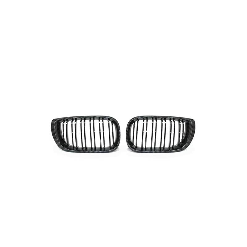 Haubengrill 2Pcs Für E46 4-Tür Touring Limousine 2002 2003 2004 2005 Auto Vorderen Stoßfänger Niere Haube Grille Vorne Haube Kühlergrill(Double Line Carbon) von DPEDFVXVMR